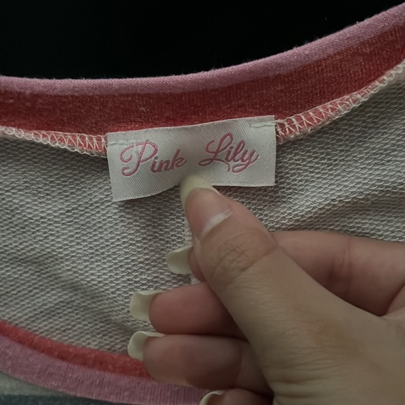 Pink Lily Tee, Size Medium, Colorful Stripes - Picture 2 of 2